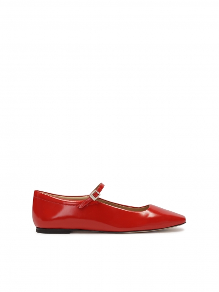 Red ballerinas with Mary Jane style strap KS ROSINE