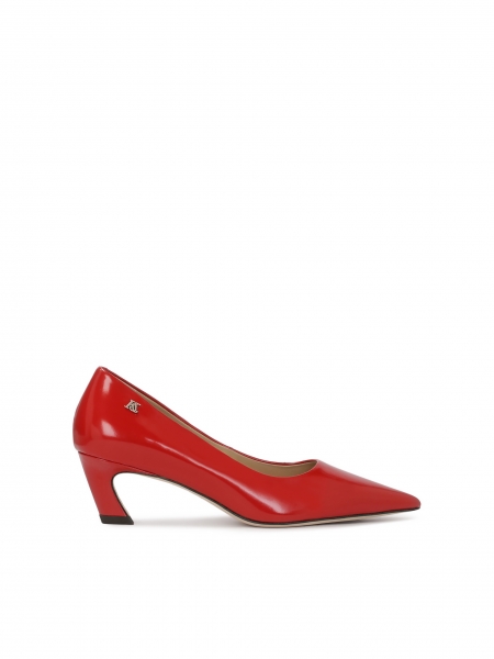 Red pumps with avant-garde heel  KS AMELIE