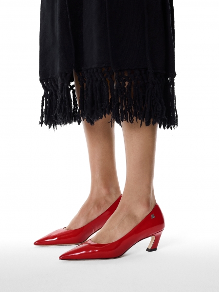 Red pumps with avant-garde heel  KS AMELIE