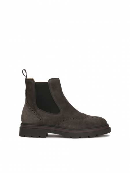 Suede brown Chelsea boots with ornamentation ADAN