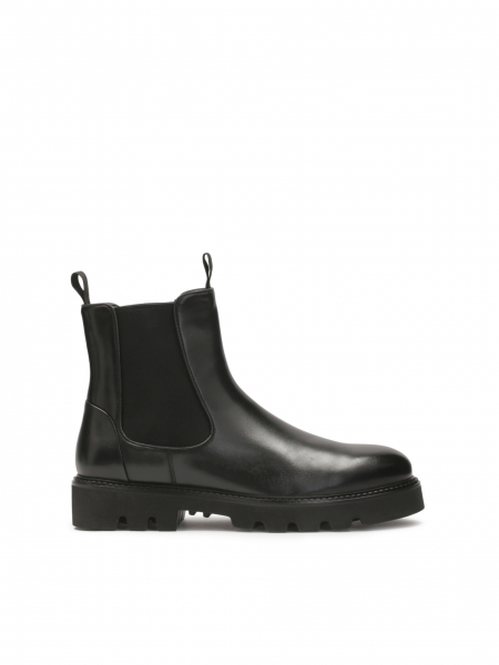 Classic black men's Chelsea boots on a trefoil sole DONALDOS