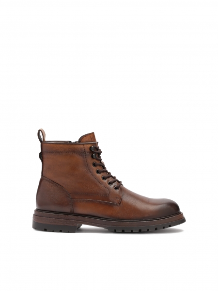 Brown men's boots with lace-up upper CYRRUSS