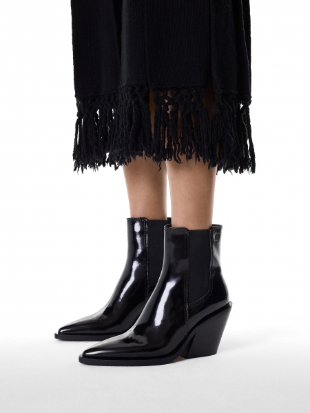 Black cowboy boots with shearling heels  KS COLETTE