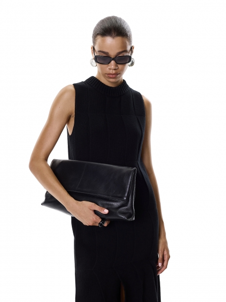 Elongated clutch bag for hand in black color KS MELIZA