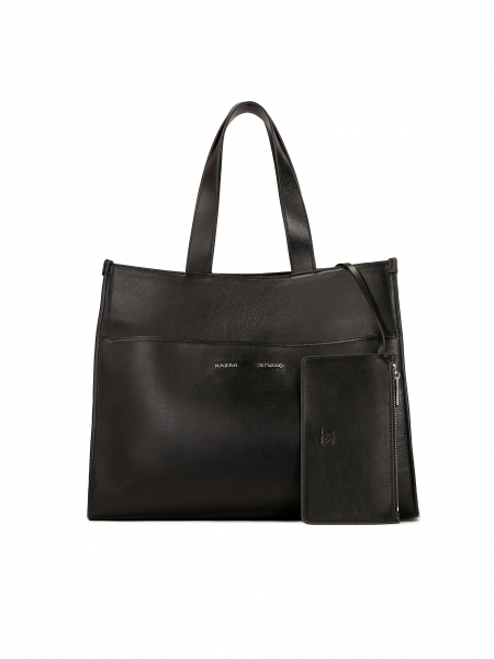 Large black tote bag with pouch  KS HANNAH