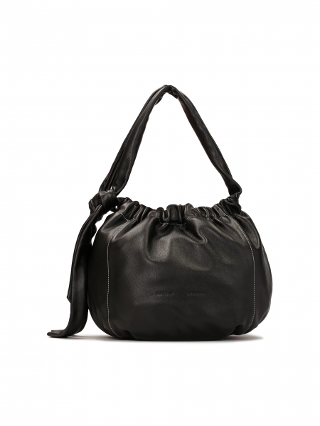 Black soft leather pouch bag KS NOEMIE