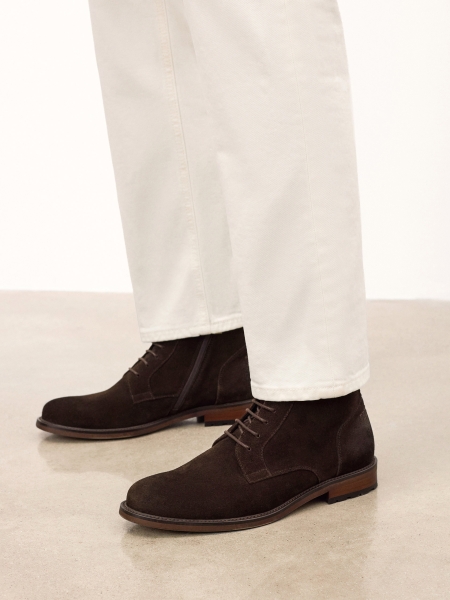 Brown suede boots with metal grommets  LUSSAK