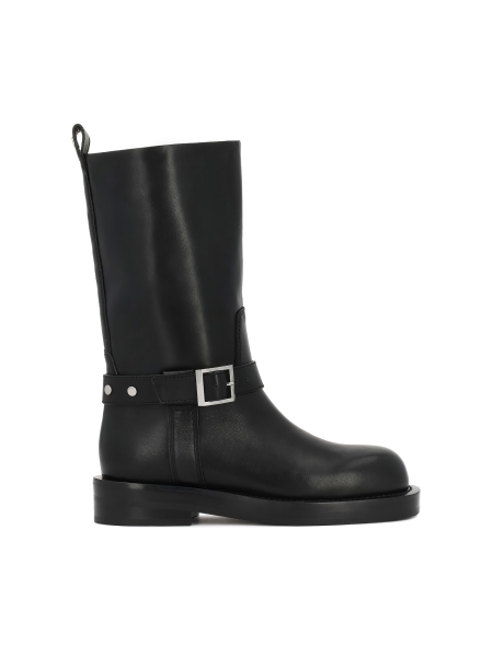 Black leather biker boots with decorative strap KS LEVEN