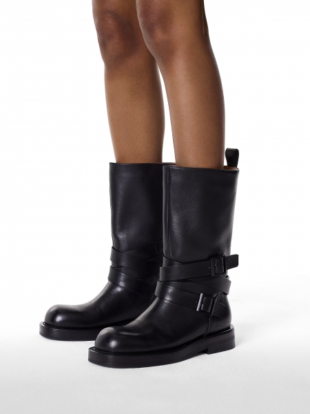 Black leather motorcycle style boots  KS LEVEN