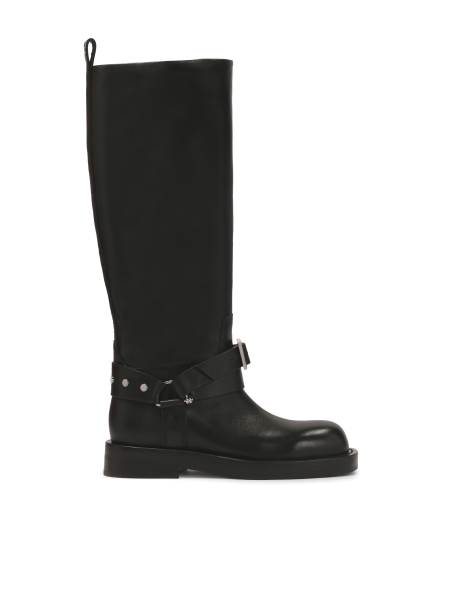 Black boots with slip-on upper on a flat sole KS LEVEN