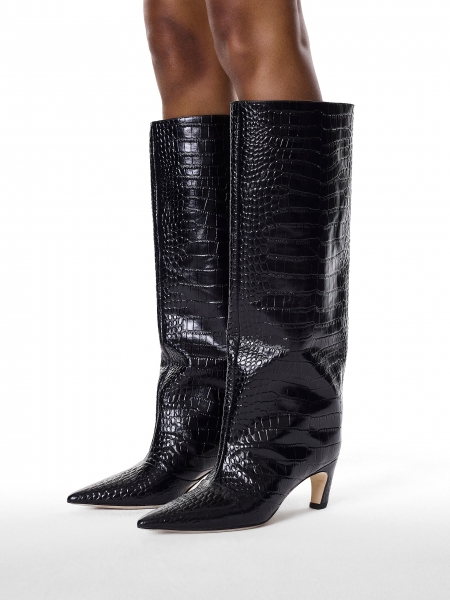 Fashionable crocodile pattern embossed leather boots KS BELLISI