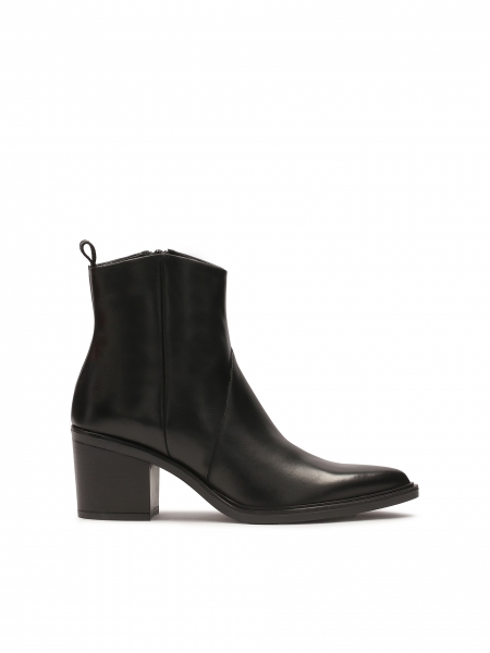 Black leather boots in cowboy style  SYLVIE