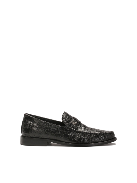Black croc-embossed leather loafers KS BERNARD