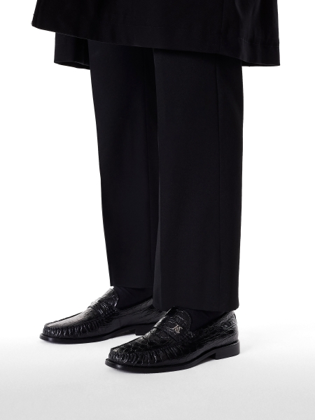 Black croc-embossed leather loafers KS BERNARD