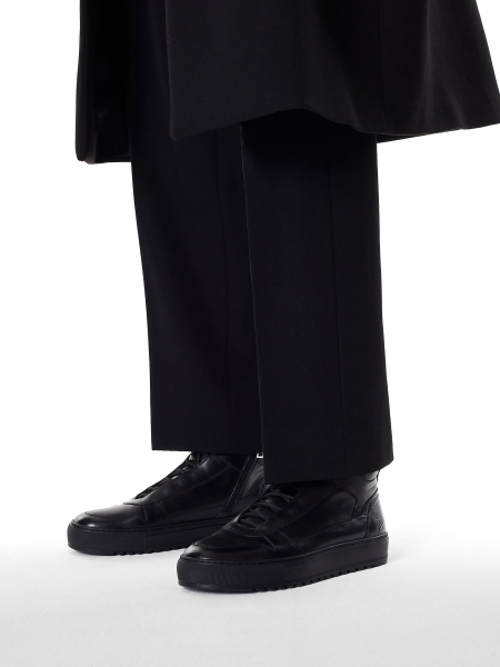 Black sneakers with high upper and lacing KS JIMMEY