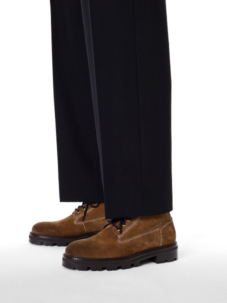 Brown men's suede boots with trep sole KS ALCESTE