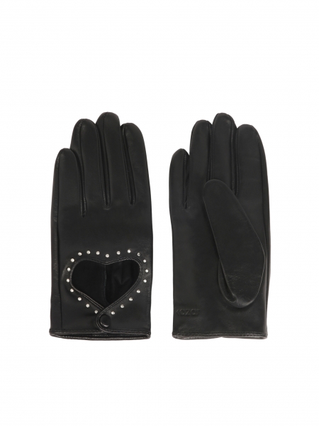 Black touch screen gloves with cut out heart KANDI