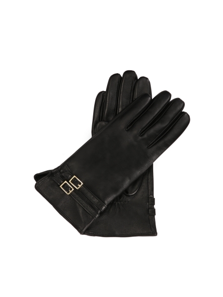 Elegant black gloves with two stripes MERI