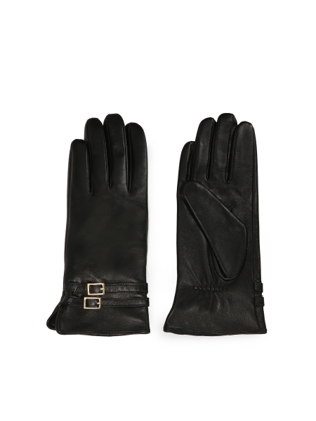 Elegant black gloves with two stripes MERI