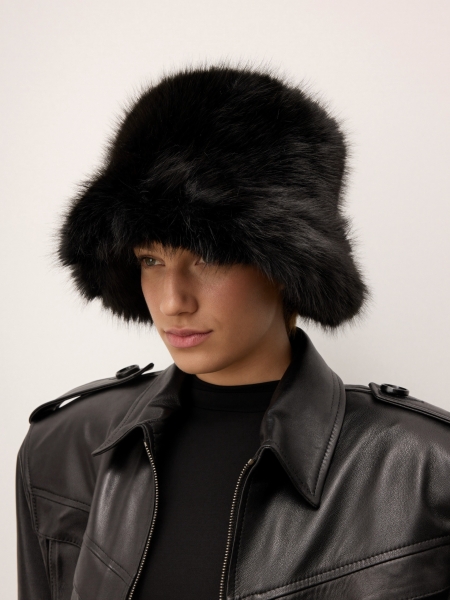 Synthetic fur bucket hat CARILLA