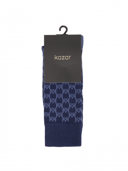 Navy blue men's socks with KAZAR monograms THAMES
