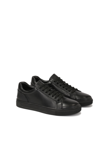 Black lace-up leather sneakers AJAKS