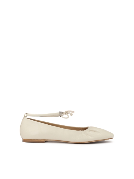 Cream ballerinas with ties KS SOLEIL