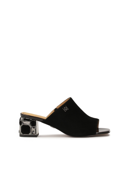 Black mules with rhinestones on the heel  FINA