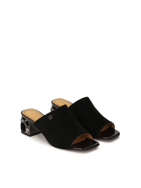 Black mules with rhinestones on the heel  FINA