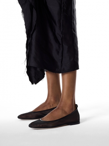 Black mesh ballerinas with leather trim  KS AVRIL
