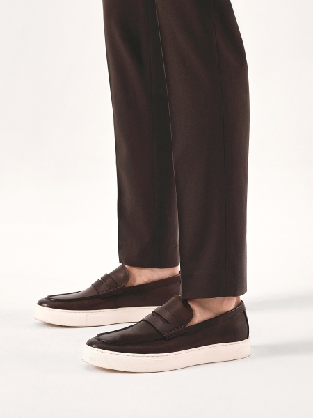 Brown slip-on sneakers on a white sole  ARMANCON