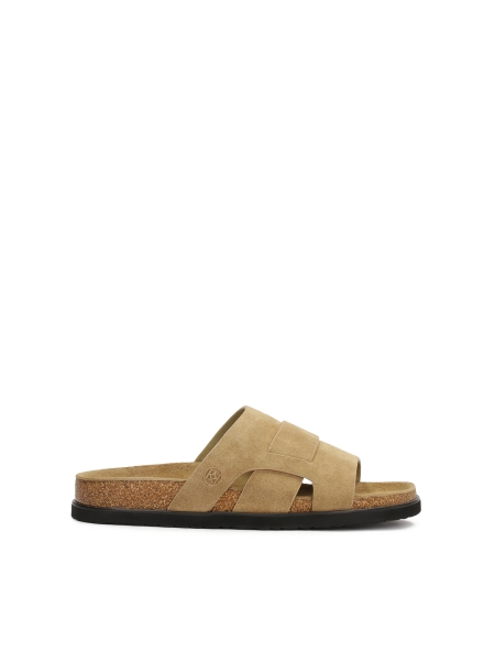 Beige suede slides  AUGRONNE