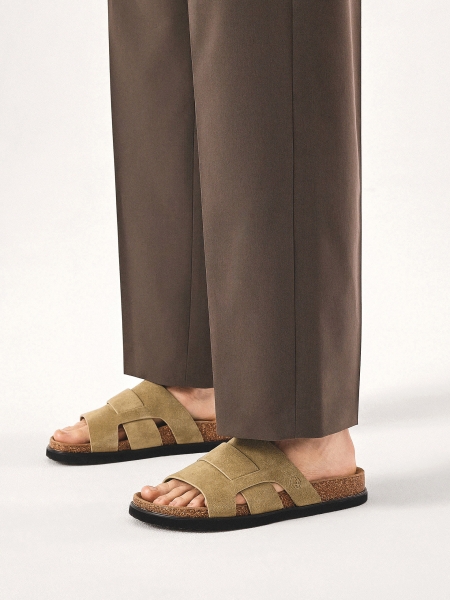 Beige suede slides  AUGRONNE