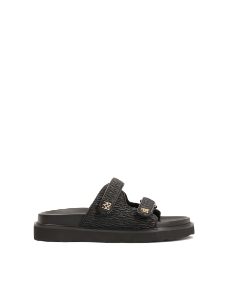 Black embossed leather slides on a comfortable sole DESIRE
