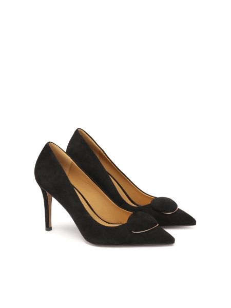 Black suede pumps with embellishment HONORIA