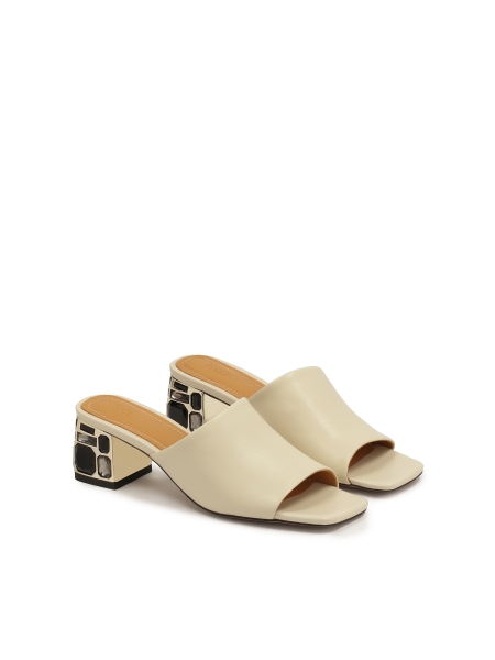 Elegant mules on a heel decorated with stones  CARLYN