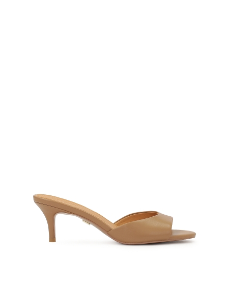 Mules on a low stiletto heel in a light brown color  LUCIA