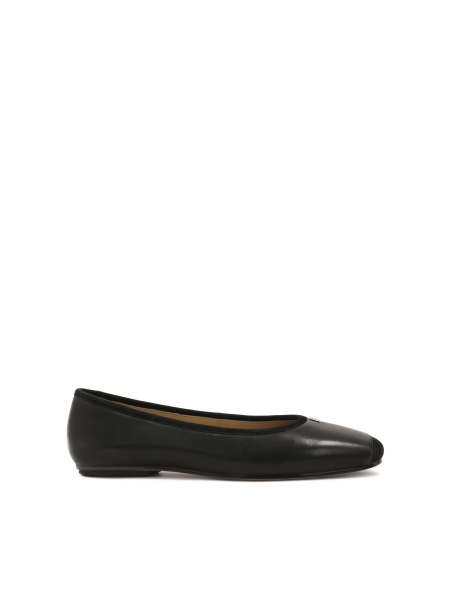 Black leather ballerinas with chamfered nose KS GABY