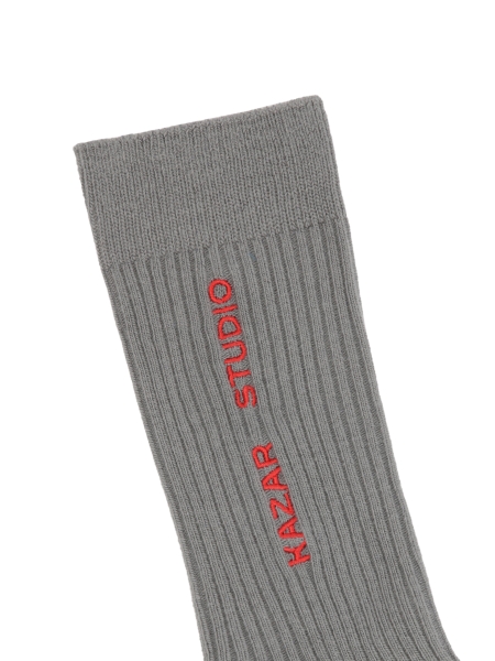 Grey ribbed socks with embroidered logo KS LUCIENNE