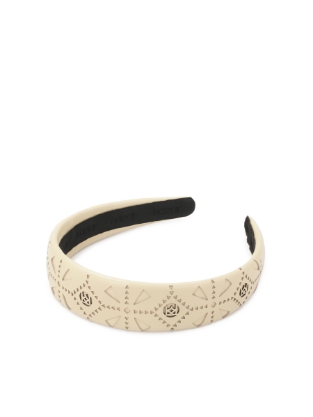 Cream leather hairband with openwork pattern BURNETT