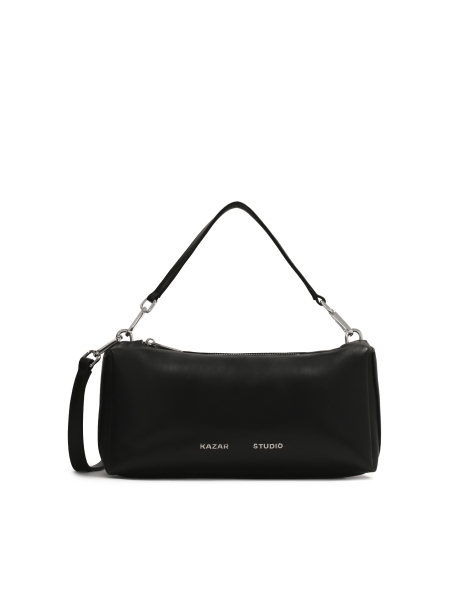 Elongated black soft leather handbag KS VIV