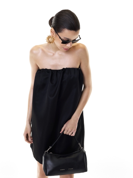 Elongated black soft leather handbag KS VIV