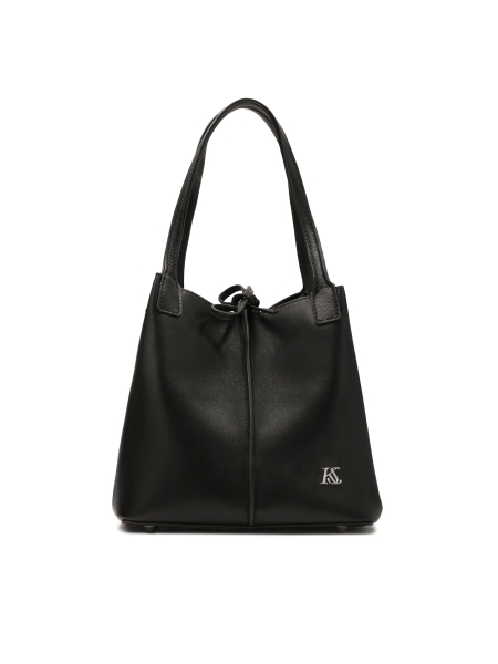 Tiered black soft leather handbag KS VIVIENE