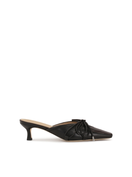 Black heeled mules with built in front and bow detail  KS LEONCE