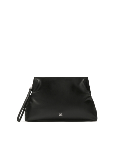 Black clutch bag with small monogram KS NOA