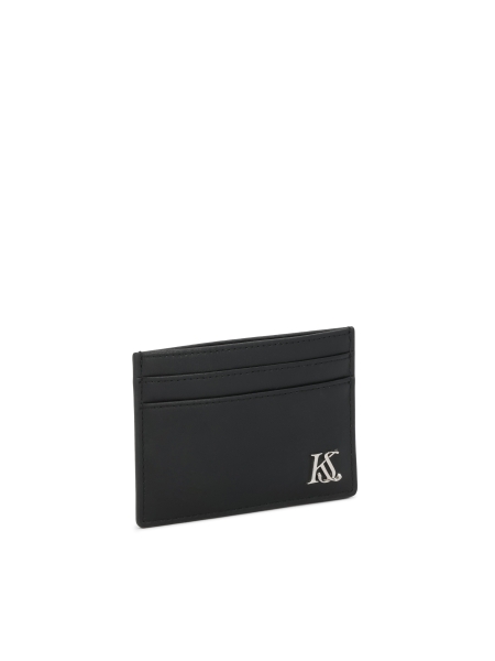 Black leather card case with logo  KS SEINES