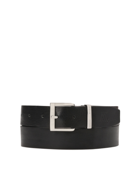 Black belt with logoed silver buckle unisex KS CHRISTEL