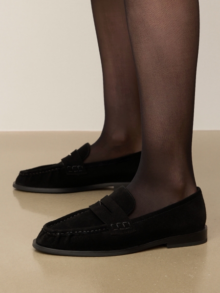 Suede black loafers KS OLZA