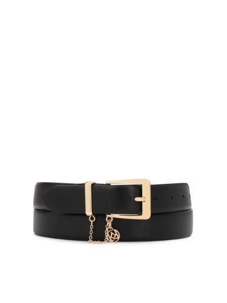 Classic leather belt in deep black LARIA