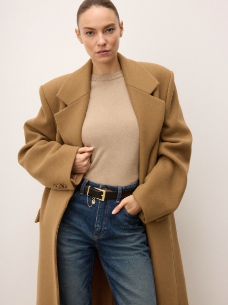 Classic leather belt in deep black LARIA